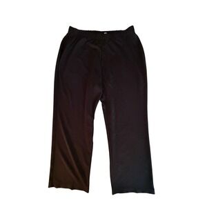 Susan Graver Black Liquid Knit Pull On Straight Leg Pants 2XP Petite A225942